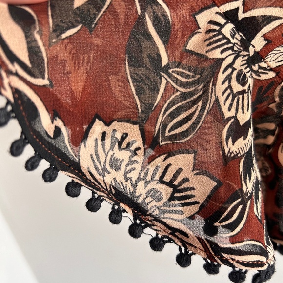 For Love & Lemons Gracie Blouse | Brown & Cream Floral | Size XS - Picture 8 of 14